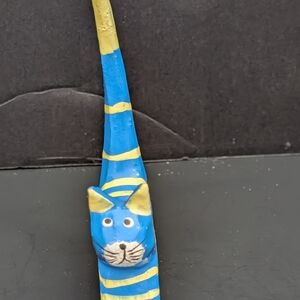 Blue and Yellow Cat Figurine